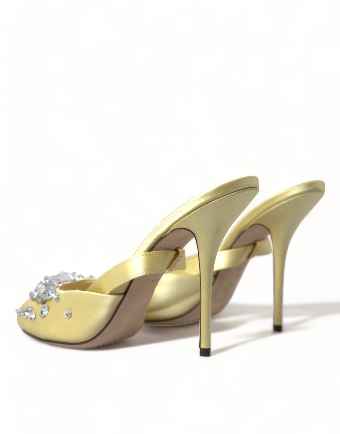 Fashionsarah.com Fashionsarah.com Dolce & Gabbana Yellow Satin Crystal Mary Janes Sandals