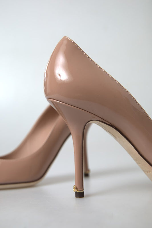 Dolce & Gabbana Beige Leather Pumps Patent Heels Shoes | Fashionsarah.com