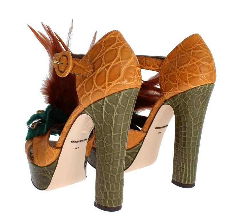 Fashionsarah.com Fashionsarah.com Dolce & Gabbana Caiman Crocodile Leather Crystal Shoes