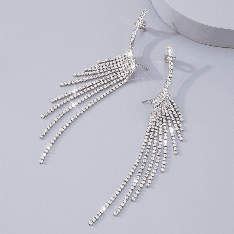 Long Full Rhinestone Earrings | Fashionsarah.com