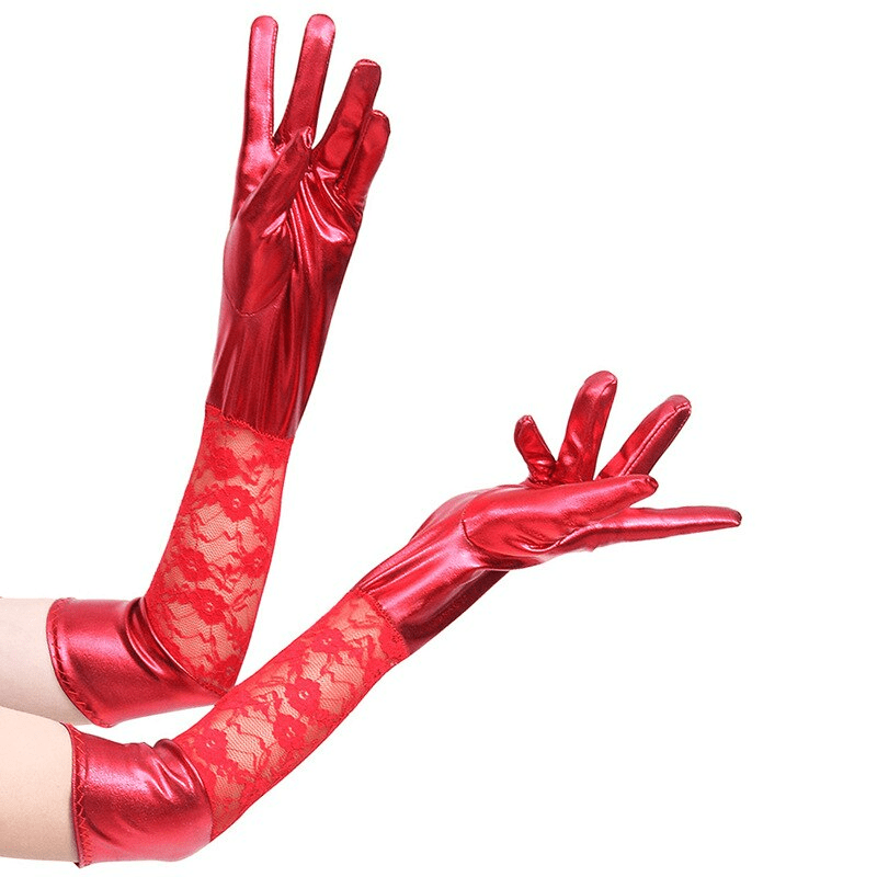 Fashionsarah.com Lace Long Leather Gloves