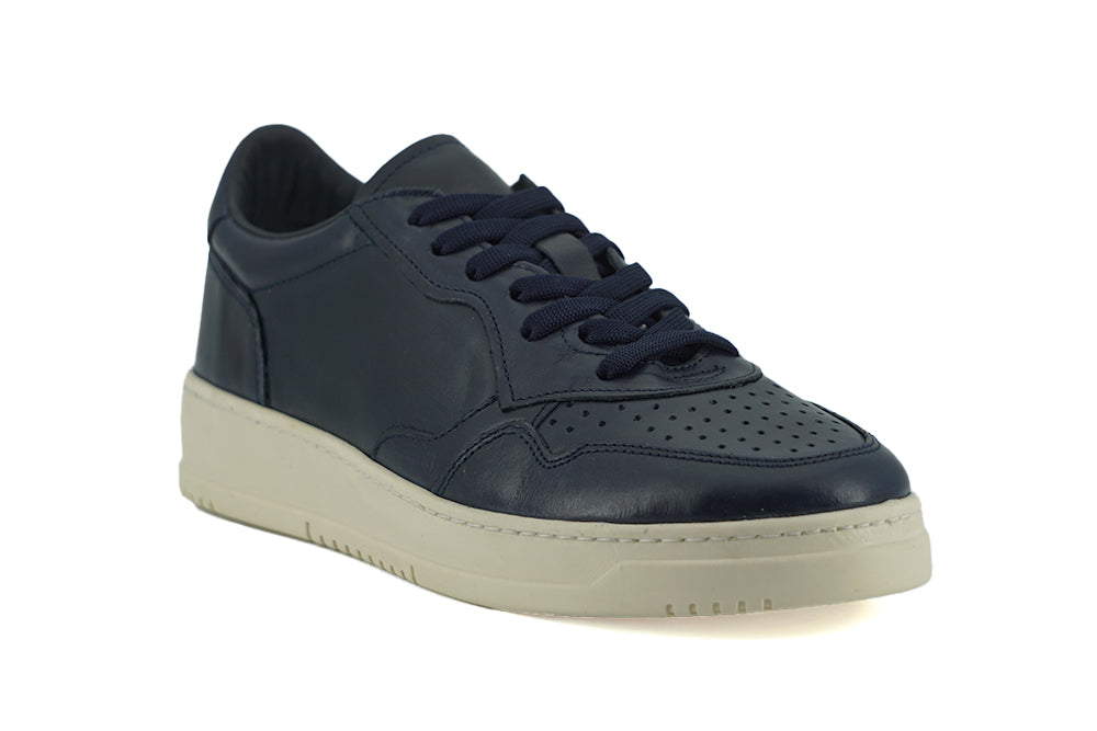 Saxone of Scotland Navy Blue Leather Men Sneakers | Fashionsarah.com