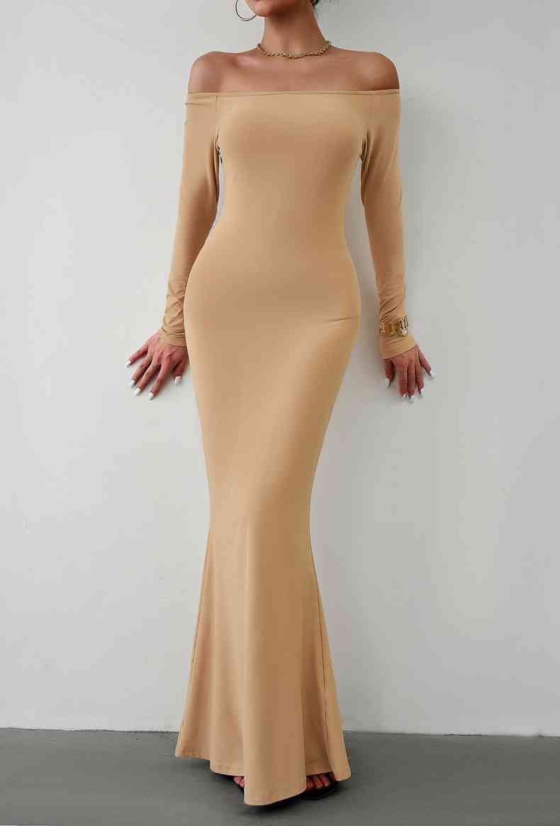Fashionsarah.com Fashionsarah.com Off-Shoulder Long Sleeve Maxi Dress
