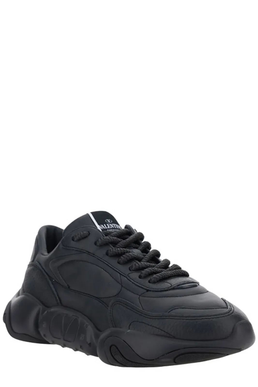 Valentino Black Calf Leather Garavani Sneakers | Fashionsarah.com