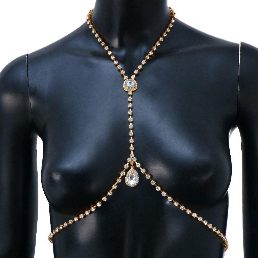 Fashionsarah.com Rhinestone Chest Chain Necklace