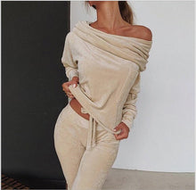Load image into Gallery viewer, Off shoulder Velvet Tracksuits | Fashionsarah.com