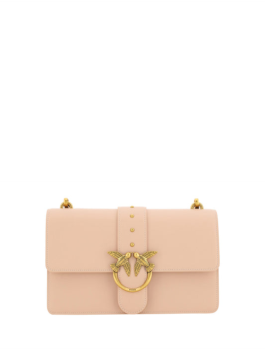 PINKO Pink Calf Leather Love One Classic Shoulder Bag | Fashionsarah.com