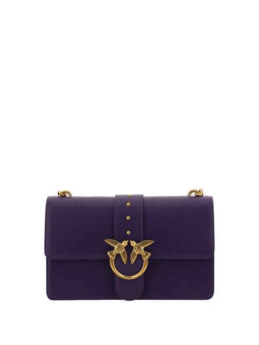 PINKO Purple Leather Love One Classic Shoulder Bag | Fashionsarah.com