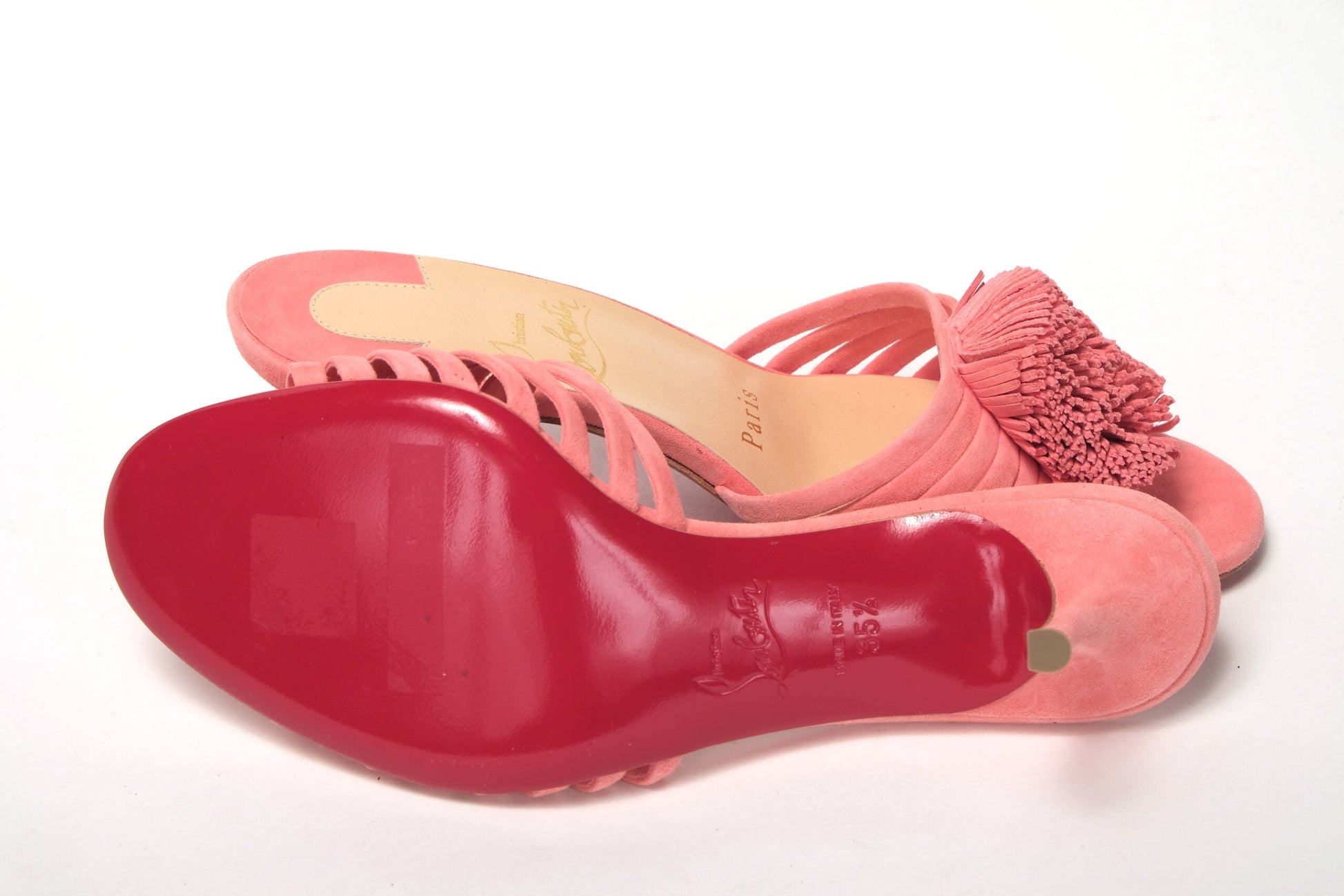Fashionsarah.com Fashionsarah.com Christian Louboutin Operette Salmon Strappy Kitten Heel sandal