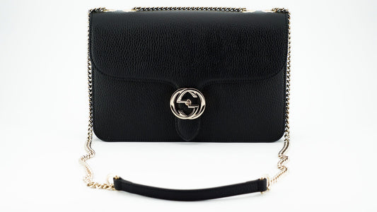 Fashionsarah.com Fashionsarah.com Gucci Black Calf Leather Dollar Shoulder Bag