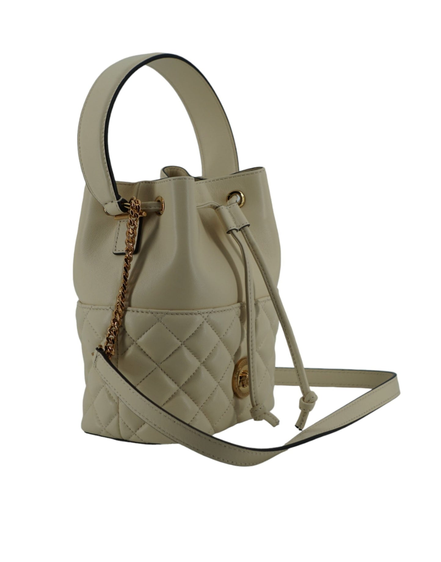 Fashionsarah.com Fashionsarah.com Versace White Lamb Leather Small Bucket Shoulder Bag