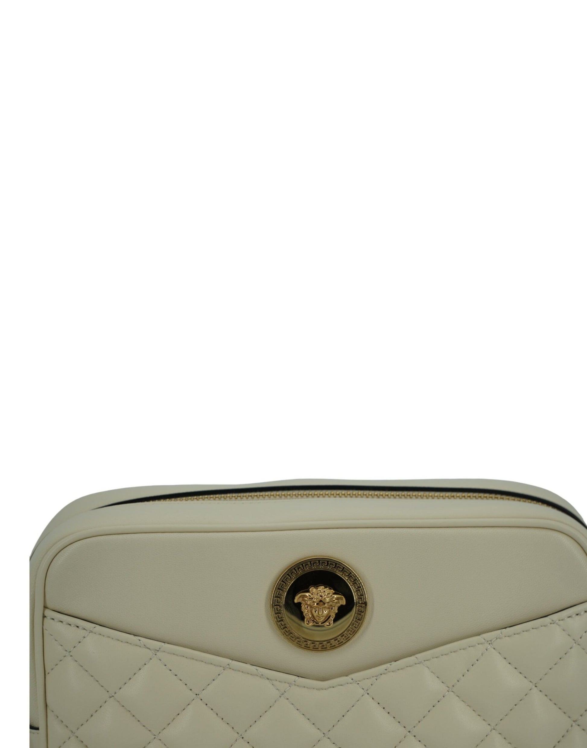 Fashionsarah.com Fashionsarah.com Versace White Lamb Leather Medium Camera Shoulder Bag
