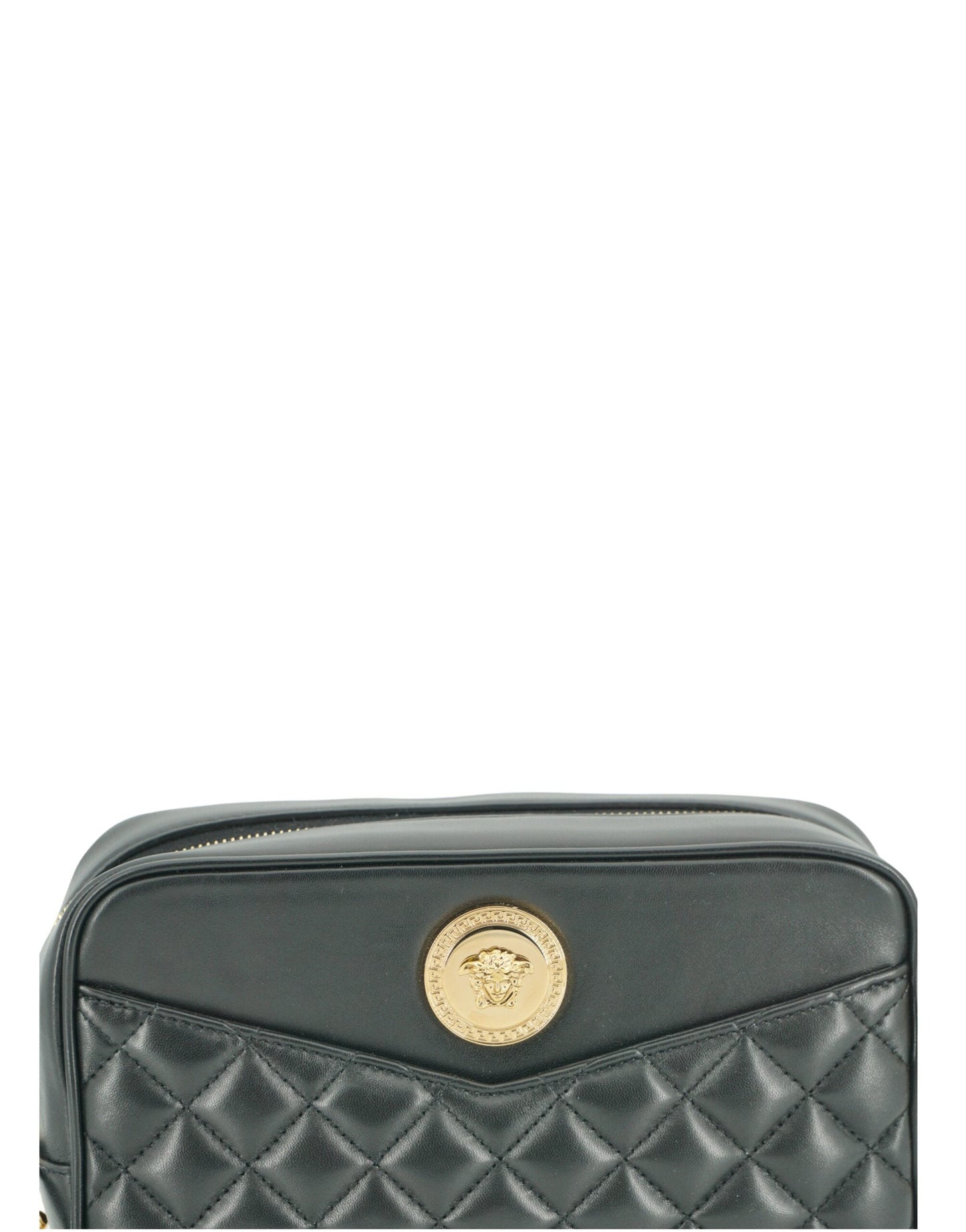 Versace Black Lamb Leather Medium Camera Shoulder Bag | Fashionsarah.com