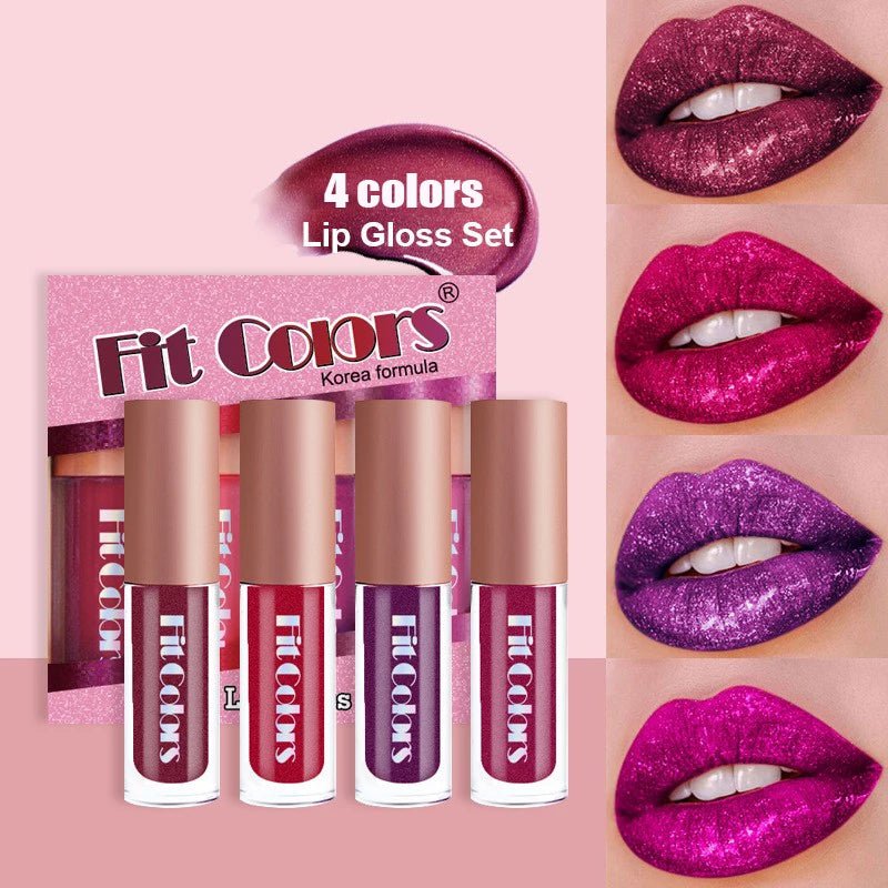Fashionsarah.com 4pcs/set Diamond Waterproof Lip Gloss