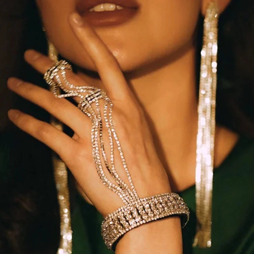 Rhinestone Finger Ring Bracelet | Fashionsarah.com