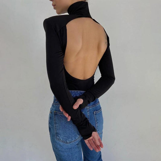 Backless Shoulder Pad Bodysuits | Fashionsarah.com