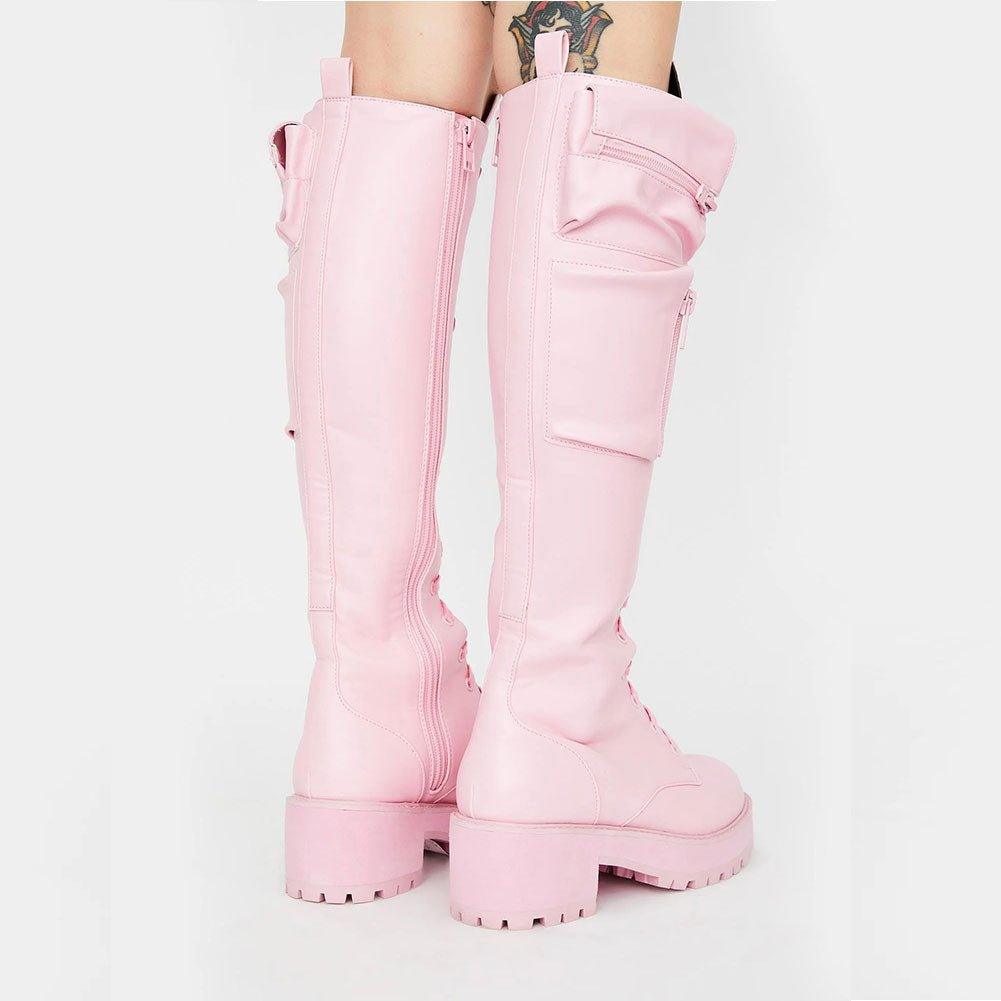 Fashionsarah.com Pink Street Style Motorcycle Boots