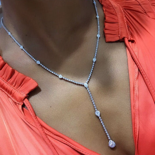 Rhinestone Y Necklace | Fashionsarah.com