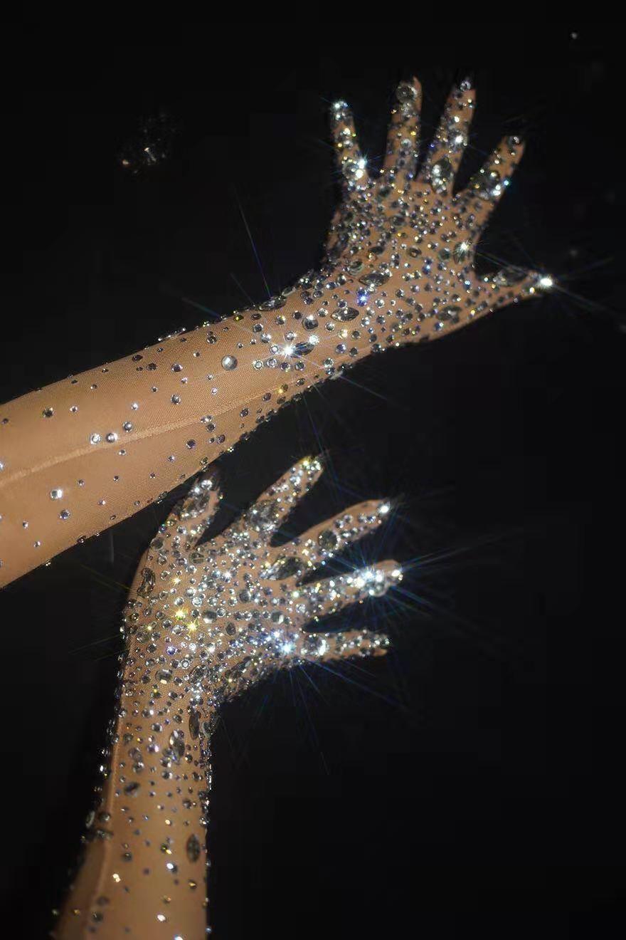 Fashionsarah.com Stretch Rhinestone Gloves