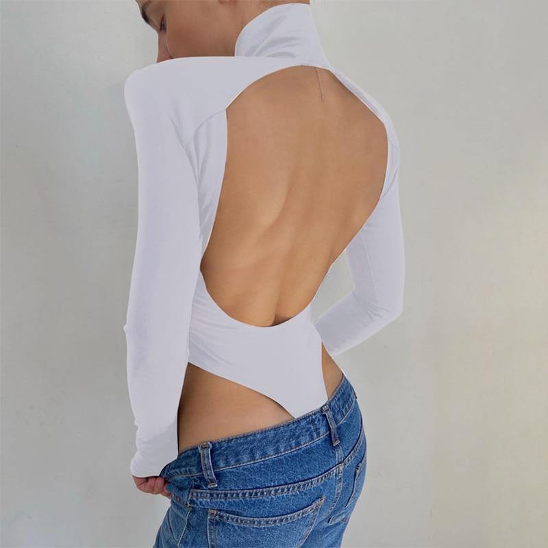 Fashionsarah.com Backless Shoulder Pad Bodysuits