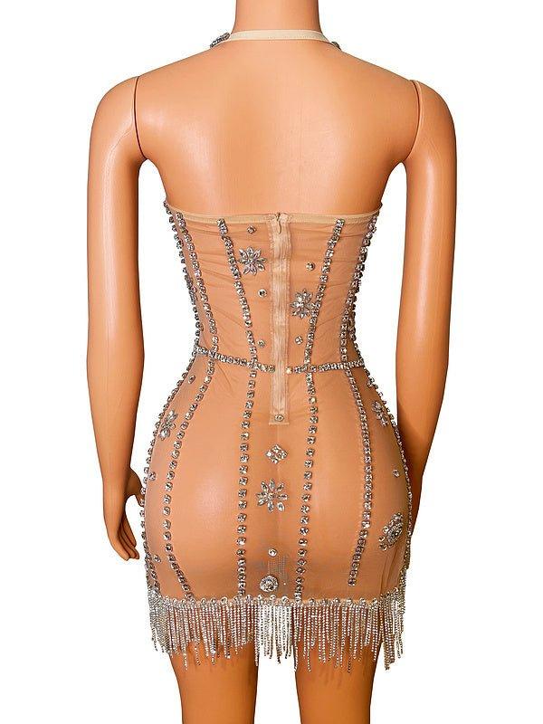 Fashionsarah.com Luxury Crystal Tassel Dress