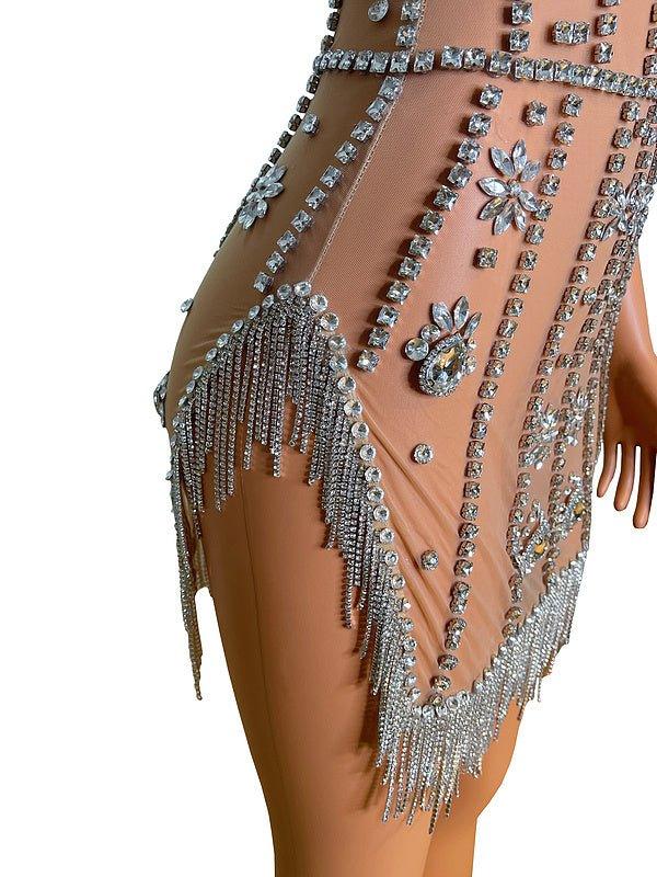 Fashionsarah.com Luxury Crystal Tassel Dress