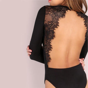 Lace Backless Bodysuit - Fashionsarah.com