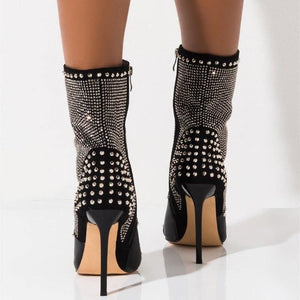 Rock Crystal Ankle Boots - Fashionsarah.com