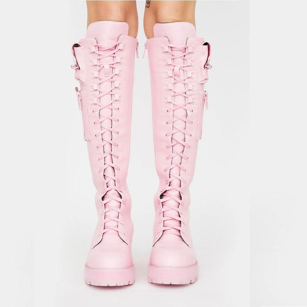 Fashionsarah.com Pink Street Style Motorcycle Boots