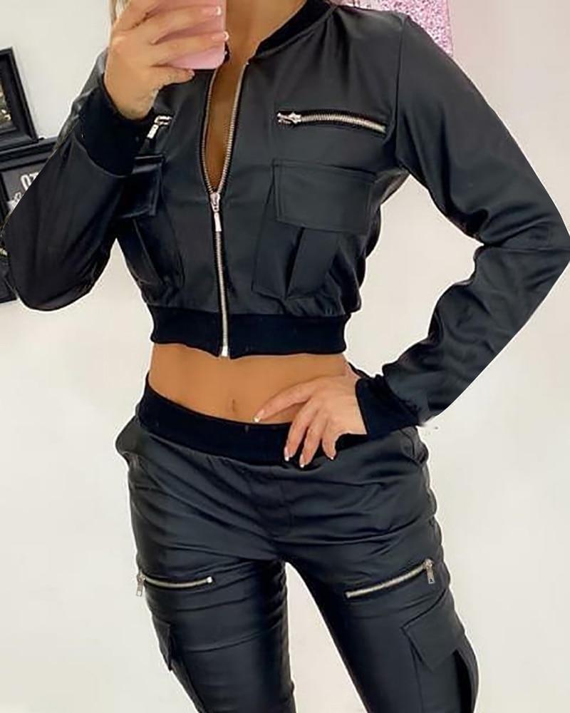 Fashionsarah.com Leather Jacket and Pocket Pants