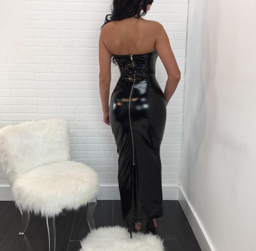 Fashionsarah.com Latex Leather Tube Dress