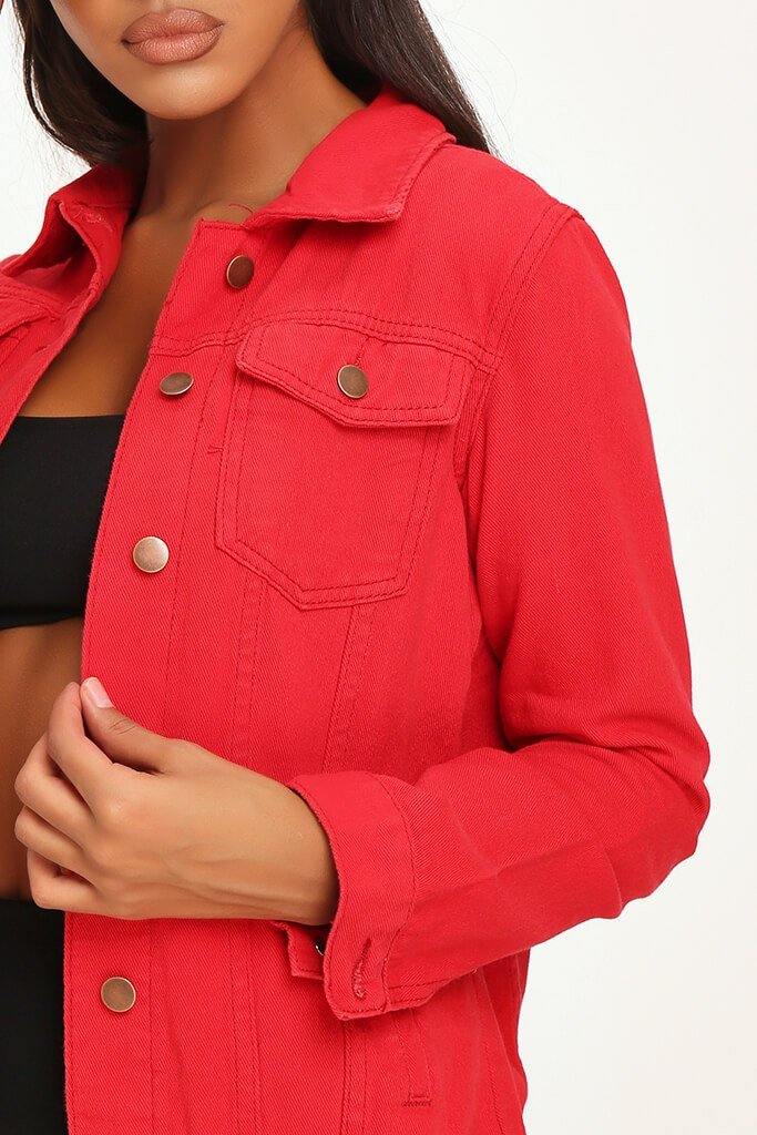 Fashionsarah.com Red Oversize Denim Jacket