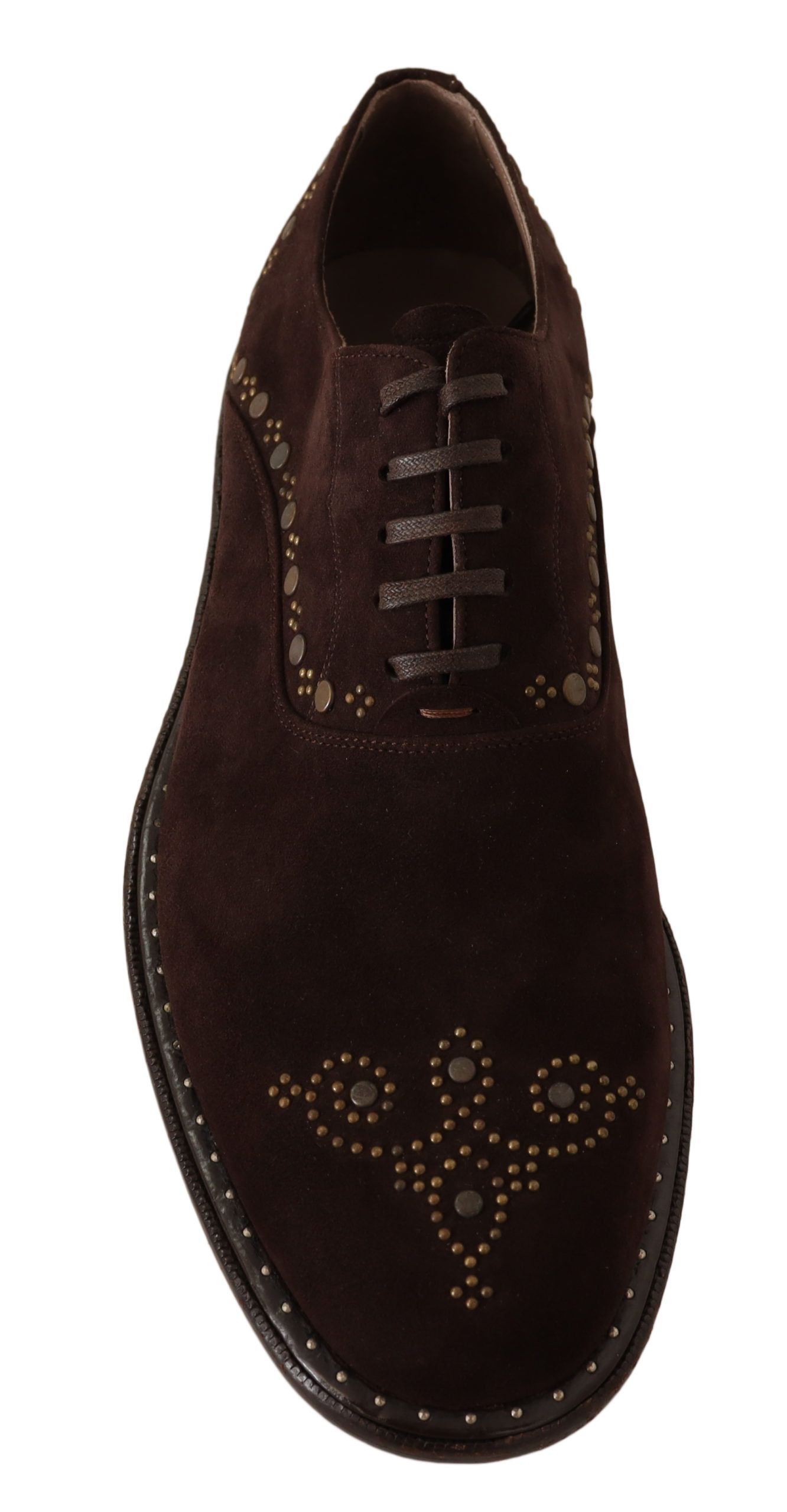 Dolce & Gabbana Brown Suede Marsala Derby Studded Shoes | Fashionsarah.com