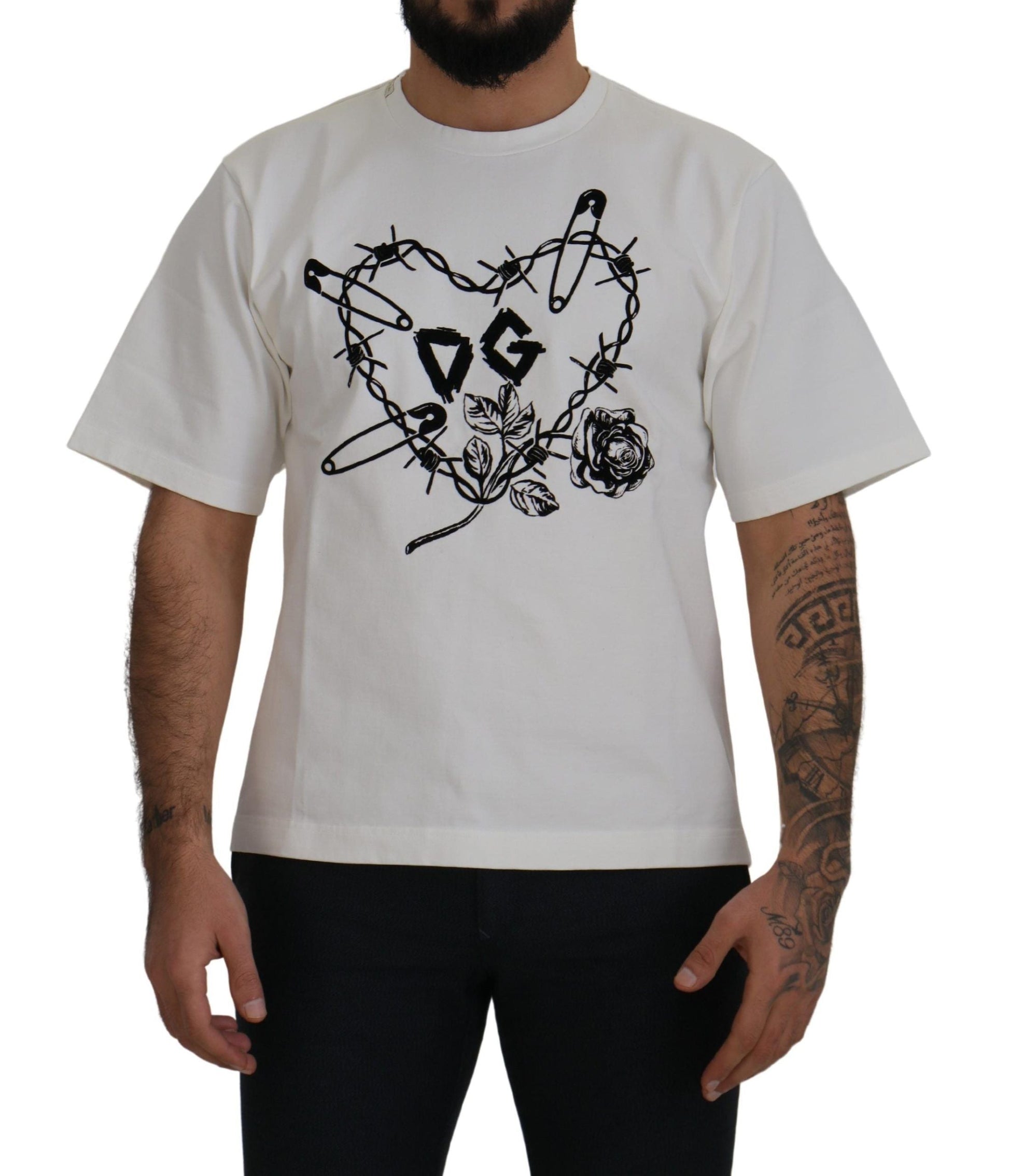 Fashionsarah.com Fashionsarah.com Dolce & Gabbana White Amor Cotton Crewneck  T-shirt
