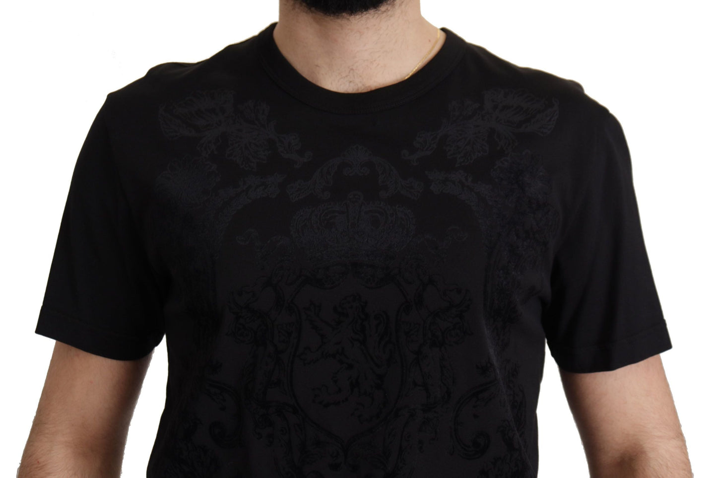 Fashionsarah.com Fashionsarah.com Dolce & Gabbana Black DG Baroque Cotton Crewneck T-shirt