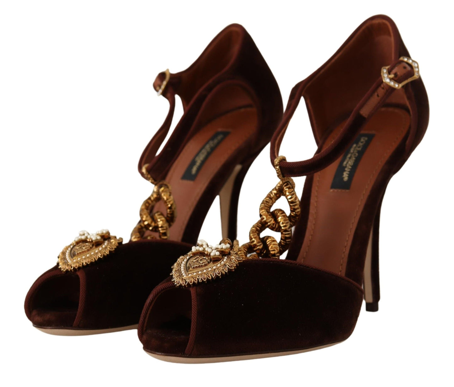 Fashionsarah.com Fashionsarah.com Dolce & Gabbana Brown Coppar Devotion Heart Sandals Shoes