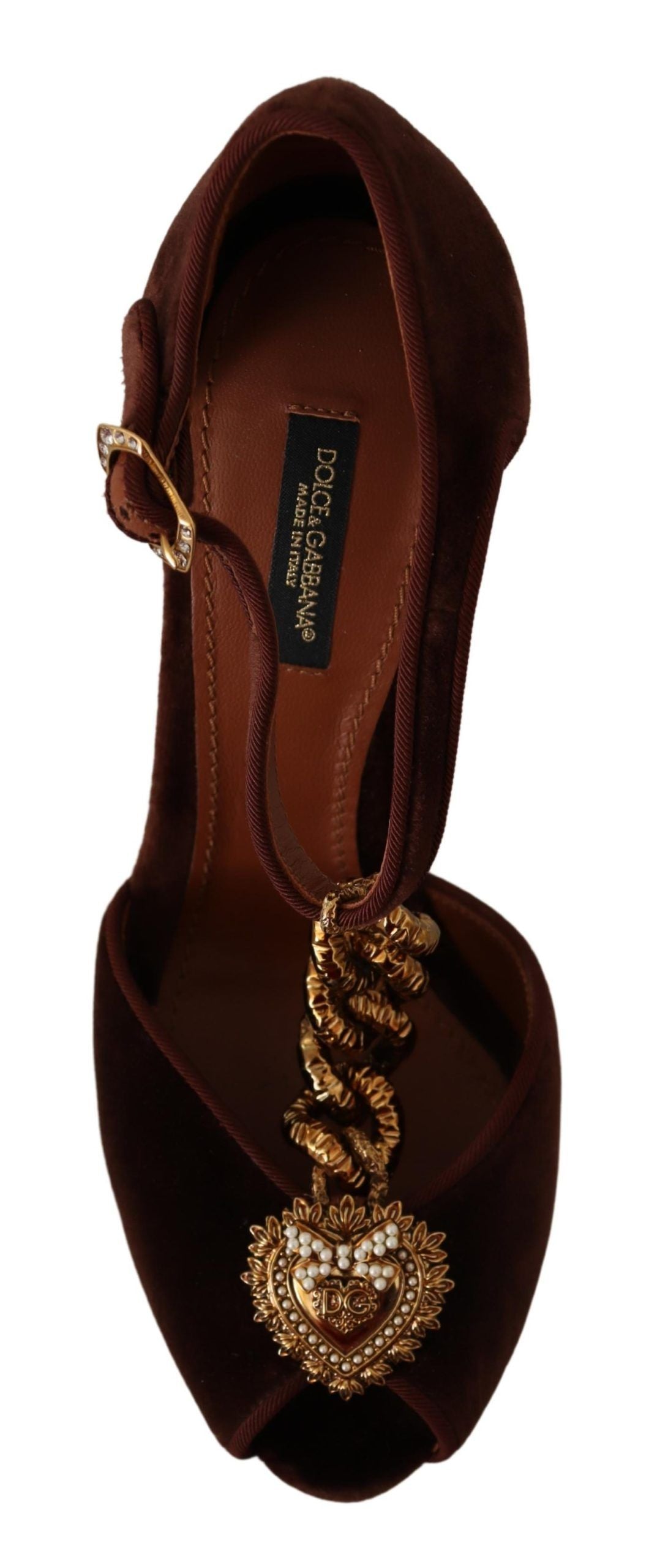 Fashionsarah.com Fashionsarah.com Dolce & Gabbana Brown Coppar Devotion Heart Sandals Shoes