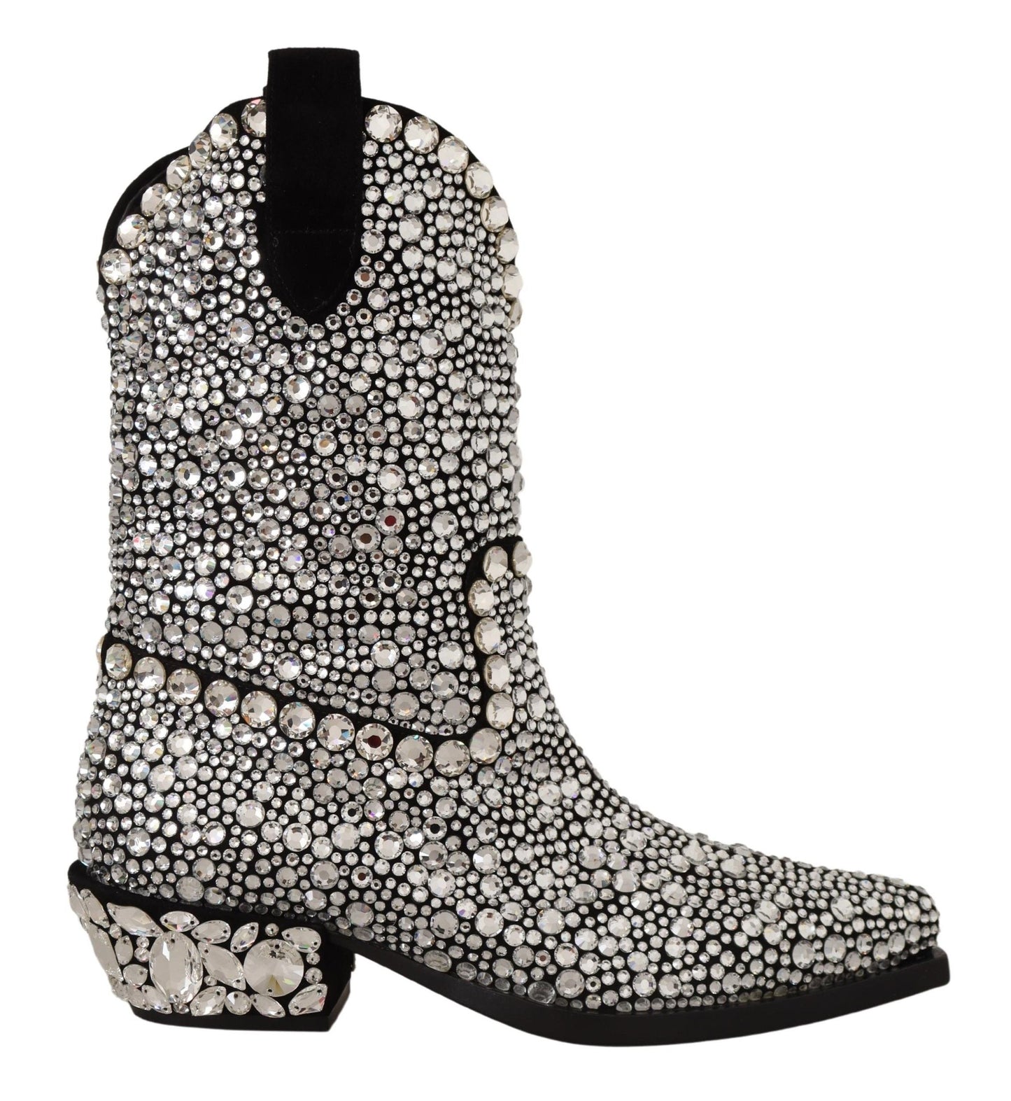Fashionsarah.com Fashionsarah.com Dolce & Gabbana Black Suede Strass Crystal Cowgirl Boots