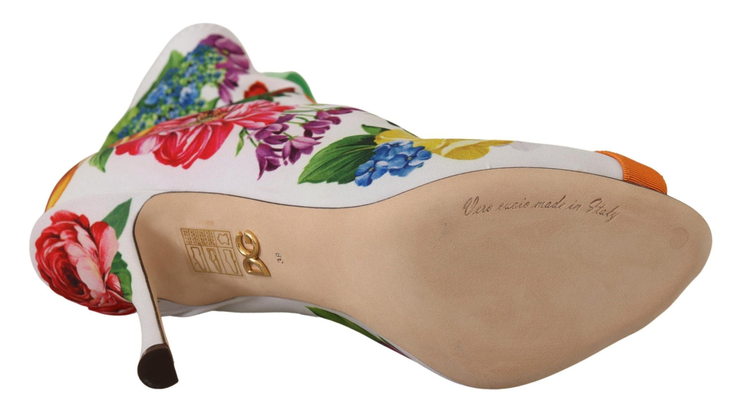 Fashionsarah.com Fashionsarah.com Dolce & Gabbana White Jersey Stretch Boots Open Toes Heels Shoes