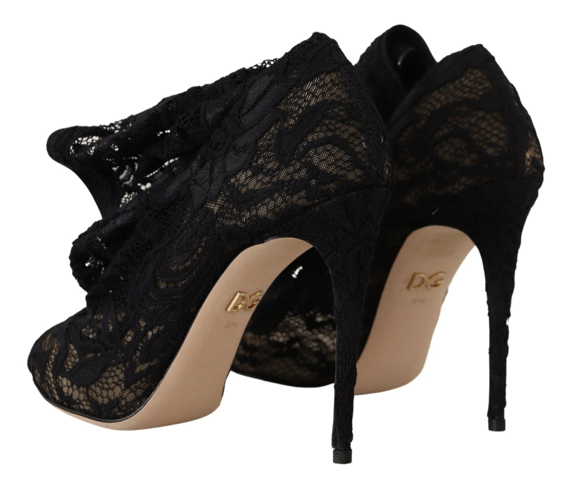 Fashionsarah.com Fashionsarah.com Dolce & Gabbana Black Stretch Socks Taormina Lace Boots