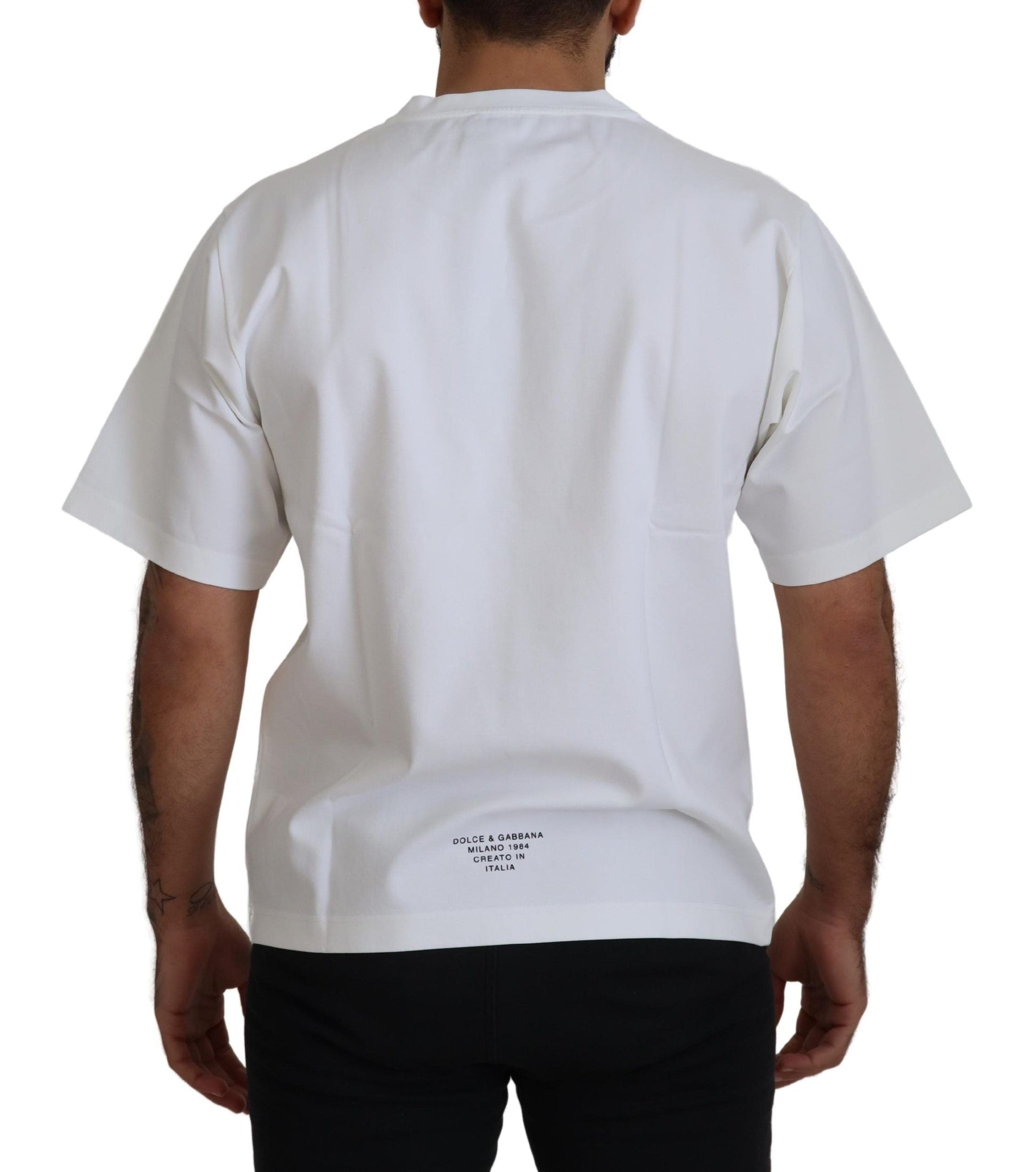 Fashionsarah.com Fashionsarah.com Dolce & Gabbana White Logo Print Cotton Crewneck T-shirt