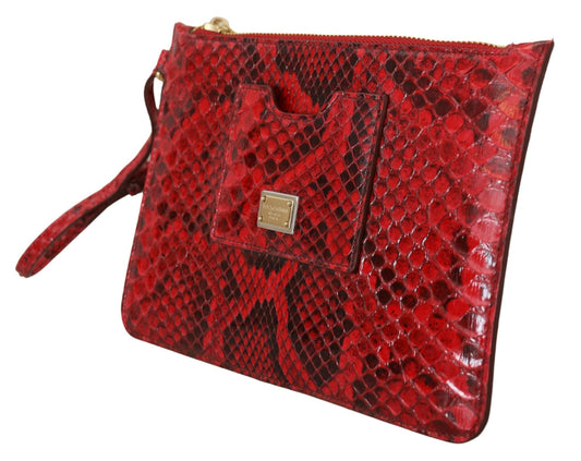 Fashionsarah.com Fashionsarah.com Dolce & Gabbana Red Leather Ayers Clutch Purse Wristlet Hand