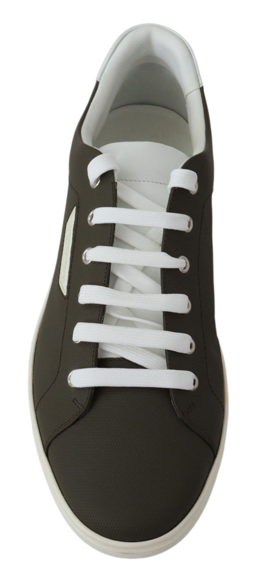 Dolce & Gabbana White Green Leather Low Top Sneakers Shoes | Fashionsarah.com