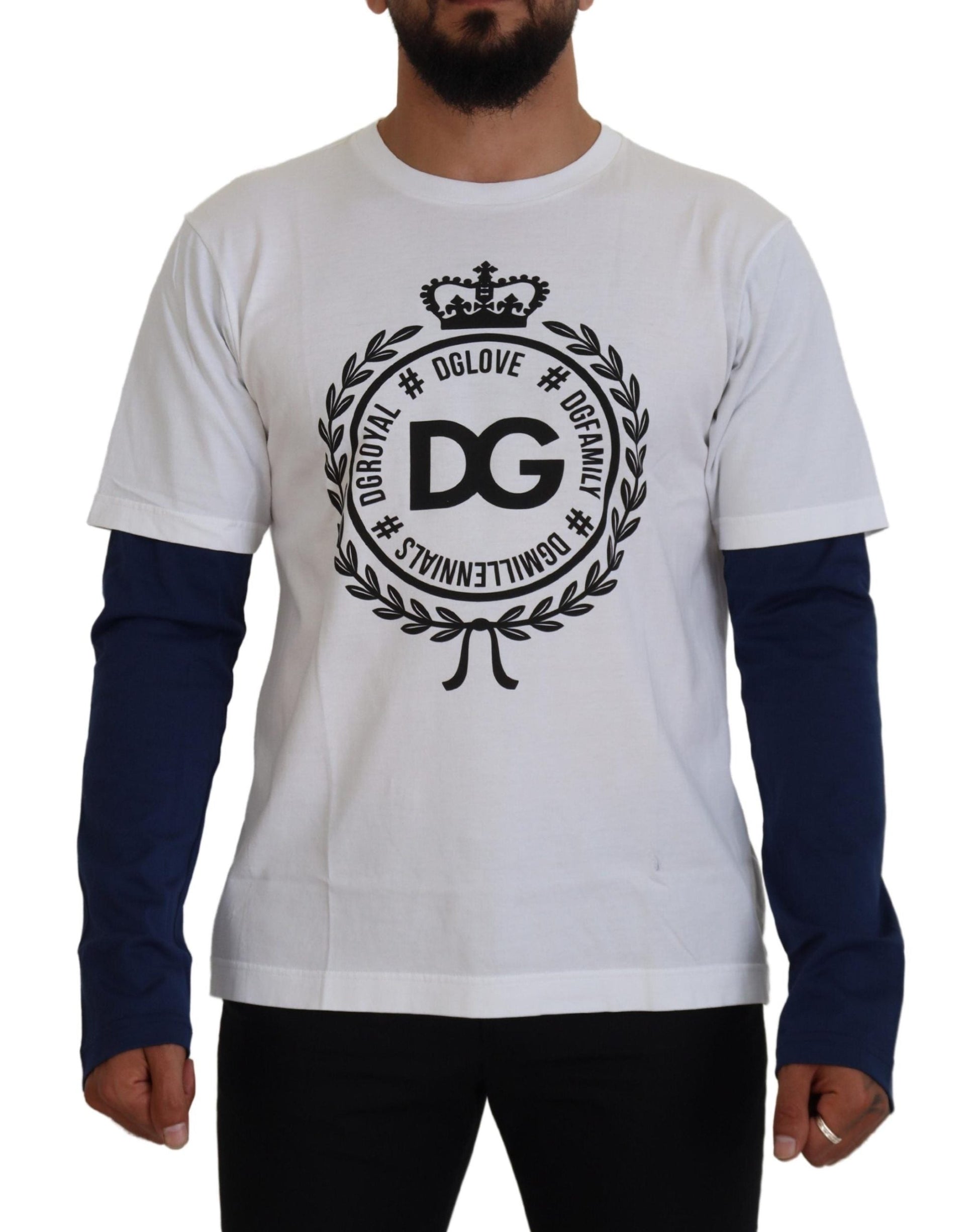 Fashionsarah.com Fashionsarah.com Dolce & Gabbana White Blue DG Crown Pullover Sweater