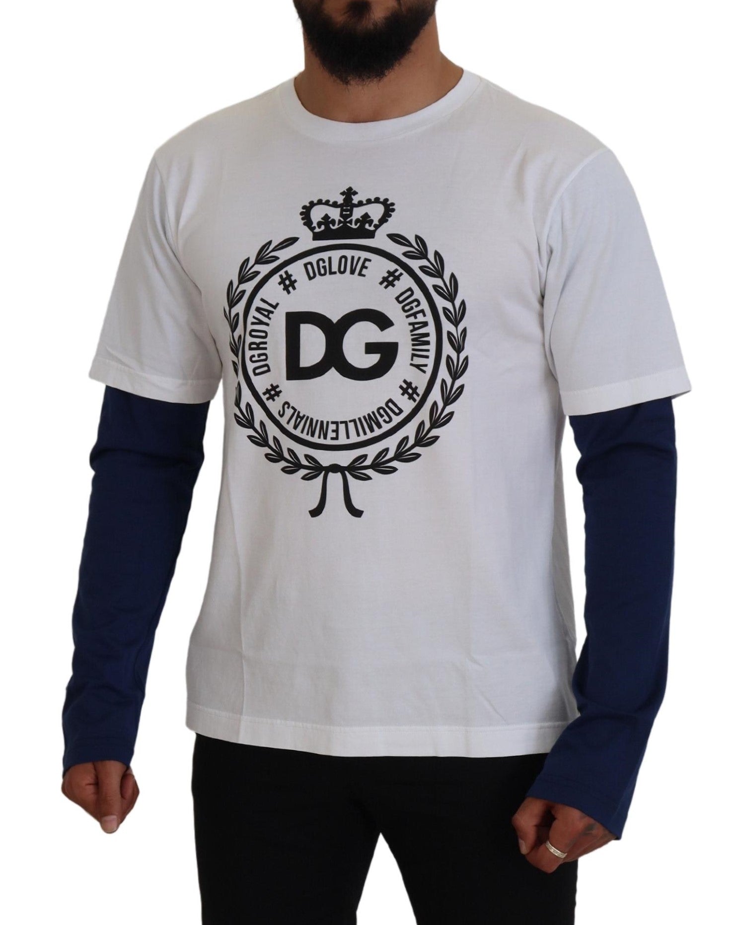 Fashionsarah.com Fashionsarah.com Dolce & Gabbana White Blue DG Crown Pullover Sweater
