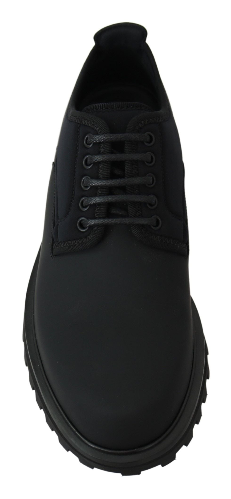 Dolce & Gabbana Black Rubberized Calfskin Chunky Derby Vulcano Shoes | Fashionsarah.com