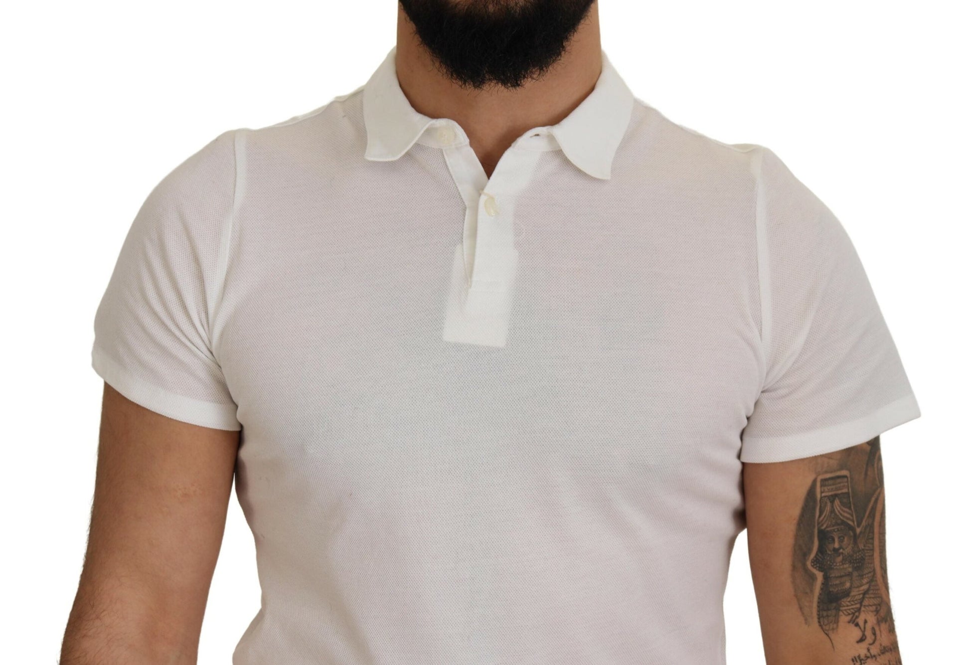 Fashionsarah.com Fashionsarah.com FRADI White Cotton Collared Short Sleeves Polo T-shirt