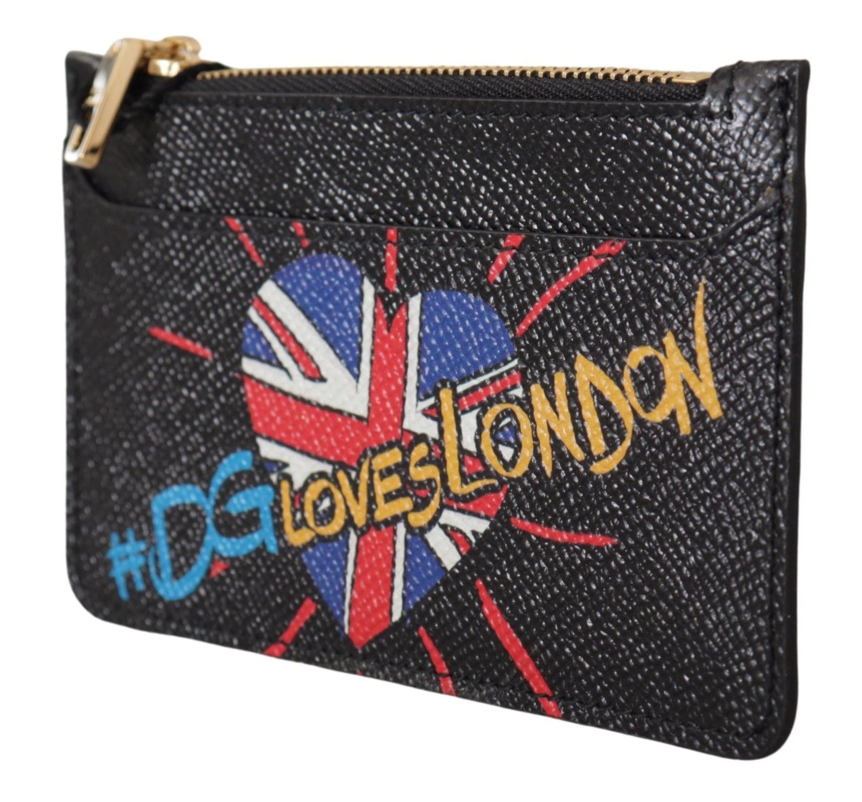 Fashionsarah.com Fashionsarah.com Dolce & Gabbana Black Leather #DGLovesLondon Women Cardholder Coin Case  Wallet
