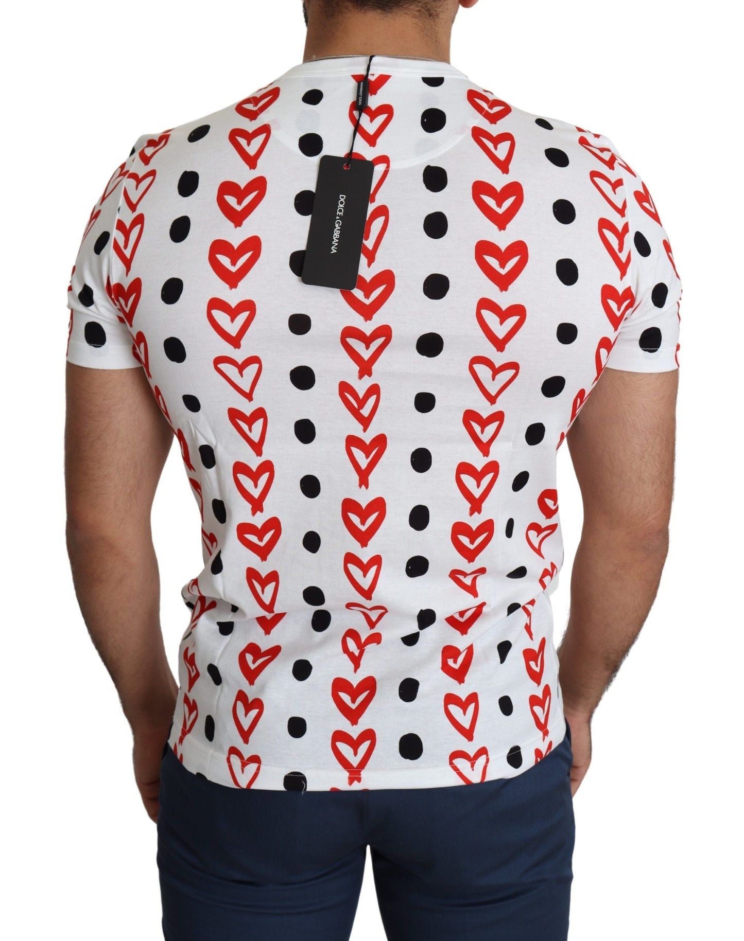 Fashionsarah.com Fashionsarah.com Dolce & Gabbana White Hearts Print  Cotton Men Top T-shirt
