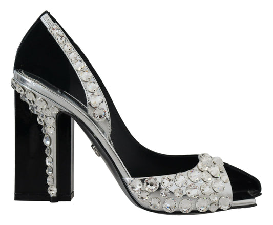Dolce & Gabbana Black Silver Crystal Double Design High Heels Shoes | Fashionsarah.com